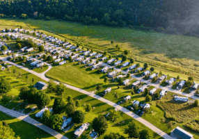 Aerial view of Old Barn Resort RV sites